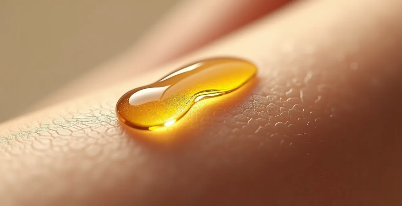 Démonstration du test cutané au pli du coude avec huile essentielle de lavande