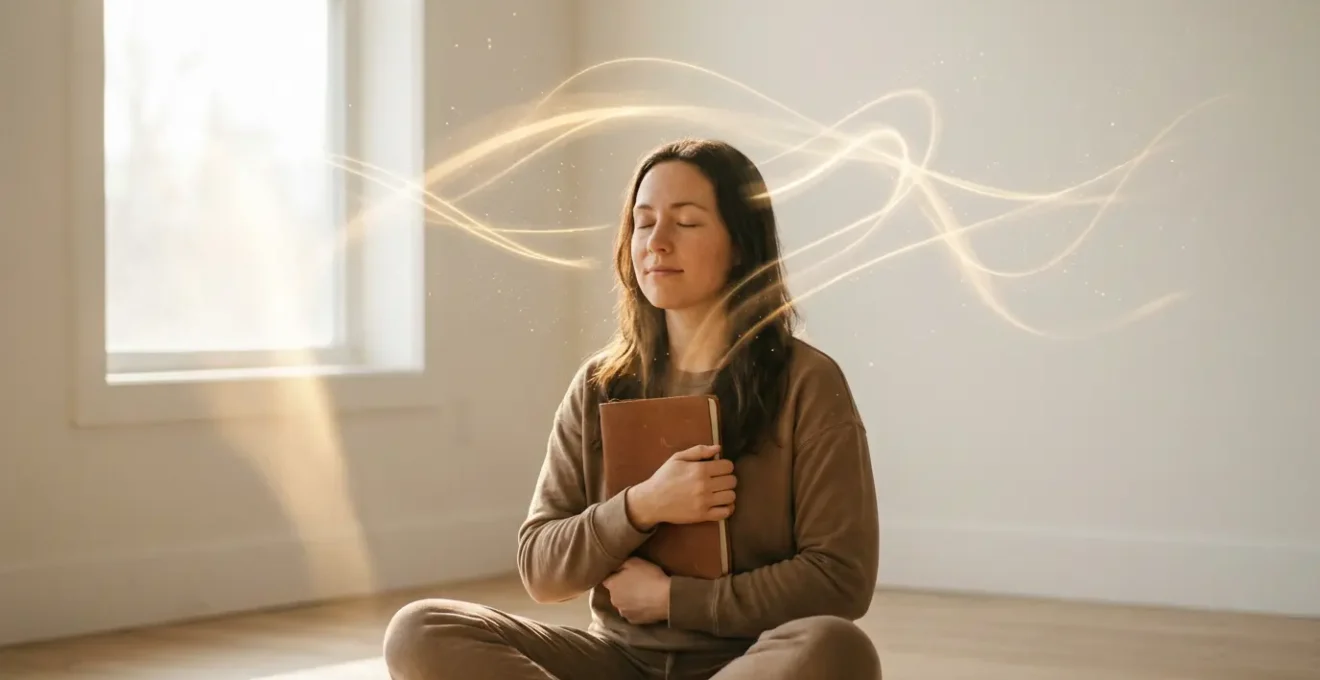 Personne en méditation avec représentation artistique des connexions neuronales actives