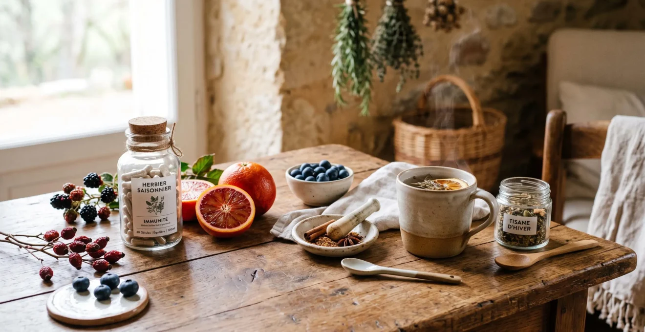 Préparation d'ingrédients et de compléments alimentaires pour renforcer l'immunité avant l'hiver.